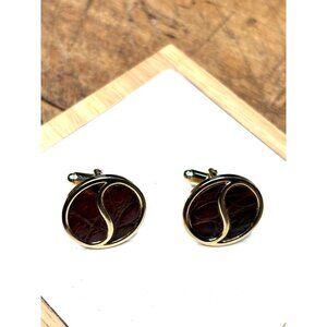 Haberdasher SWANK Brown Cuff Link Slides Collection, Retro Alligator Print Vinta